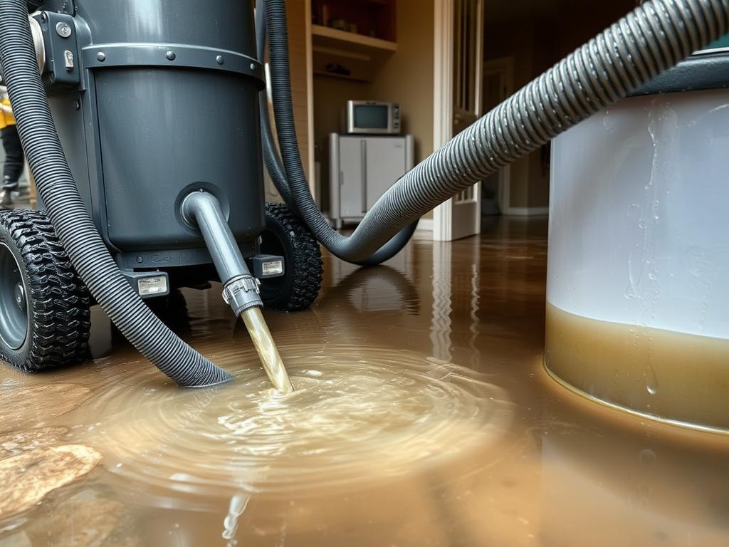 Professional water extraction equipment removing water from Tucson property
